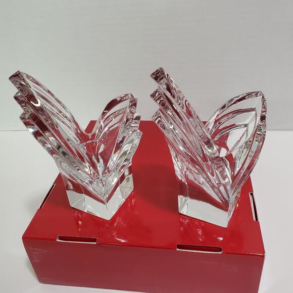 Mikasa Candle Holders Pair Taper Lead Crystal Art Deco Style 1990s Tulip Germany - Picture 13 of 16